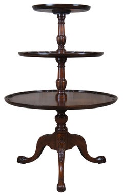 Chippendale 3 Tiered Mahogany Pie Crust Table Dumbwaiter Butler Pedestal Stand