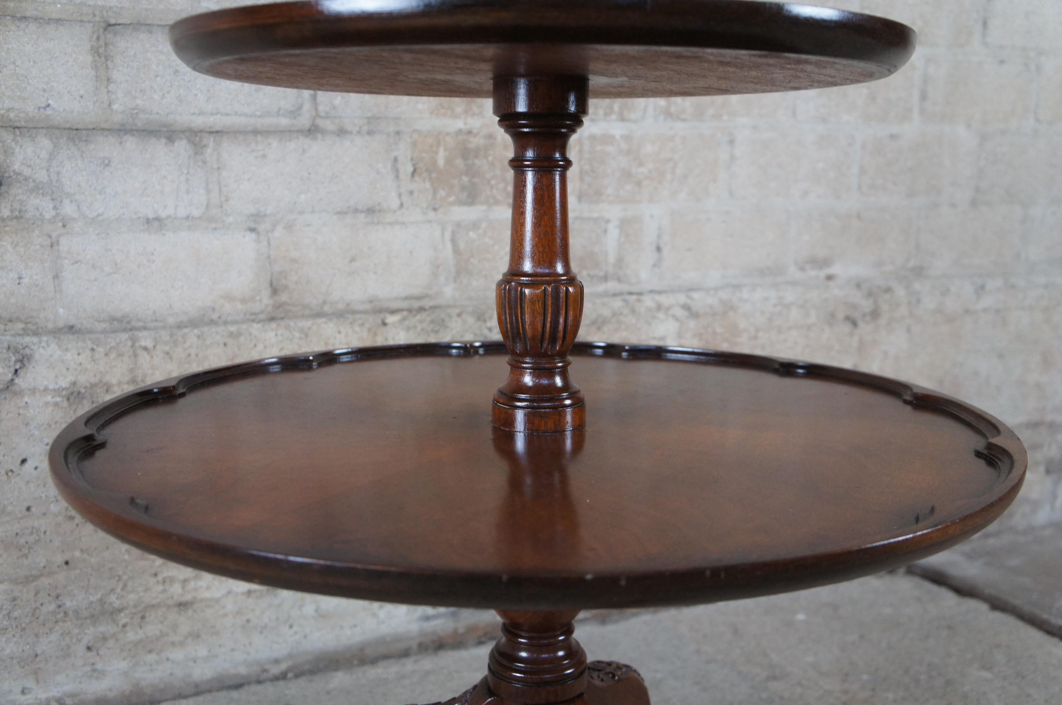 Chippendale 3 Tiered Mahogany Pie Crust Table Dumbwaiter Butler Pedestal Stand 2