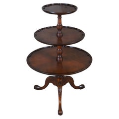 Chippendale 3 Tiered Mahogany Pie Crust Table Dumbwaiter Butler Pedestal Stand