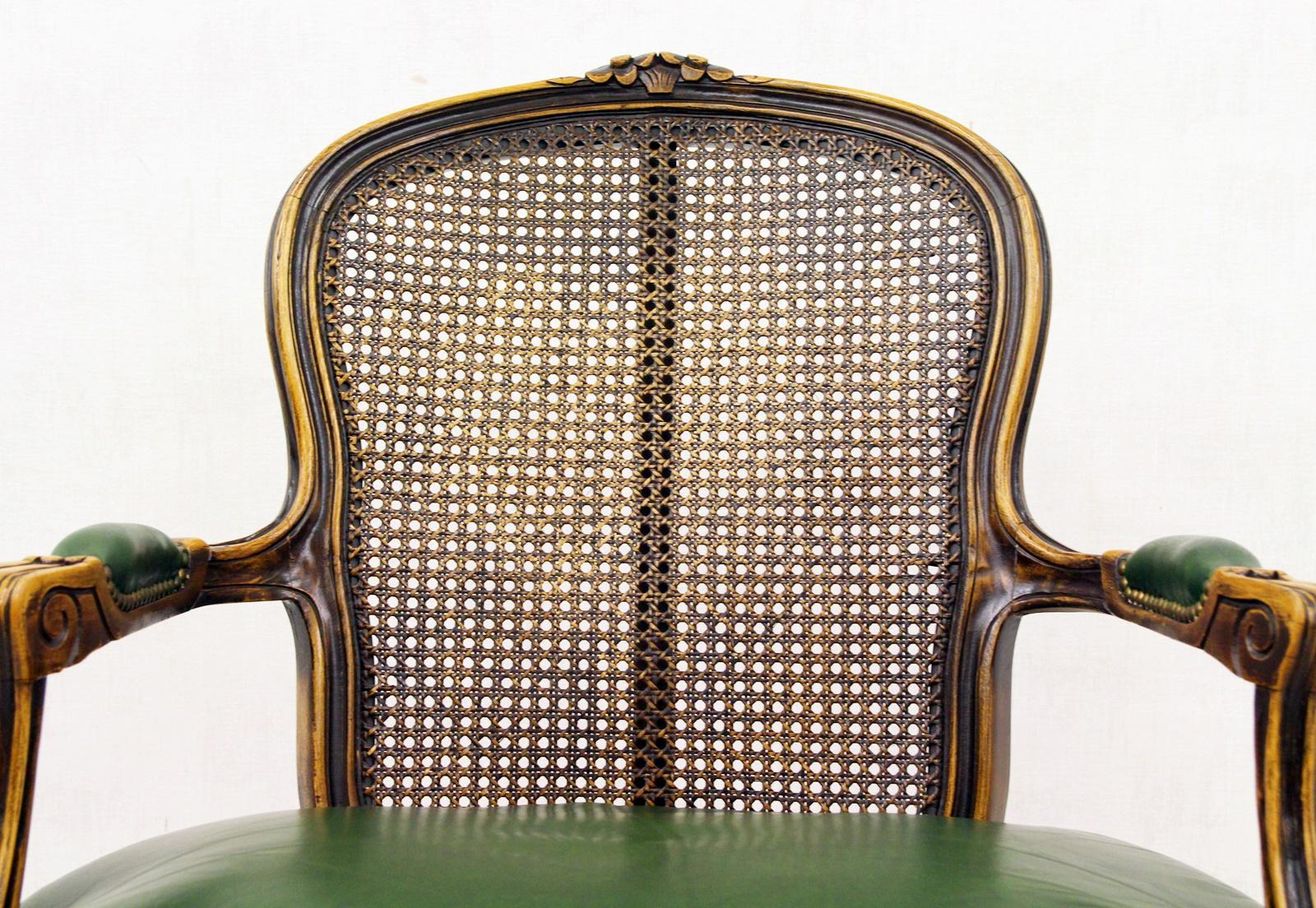 Chippendale Armchair Club Chair Baroque Antique Leather Rattan im Zustand „Gut“ im Angebot in Lage, DE