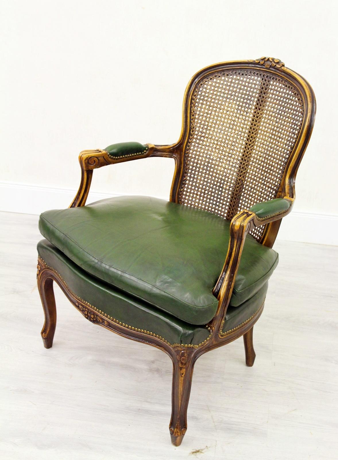 Chippendale Armchair Club Chair Baroque Antique Leather Rattan (Ende des 20. Jahrhunderts) im Angebot