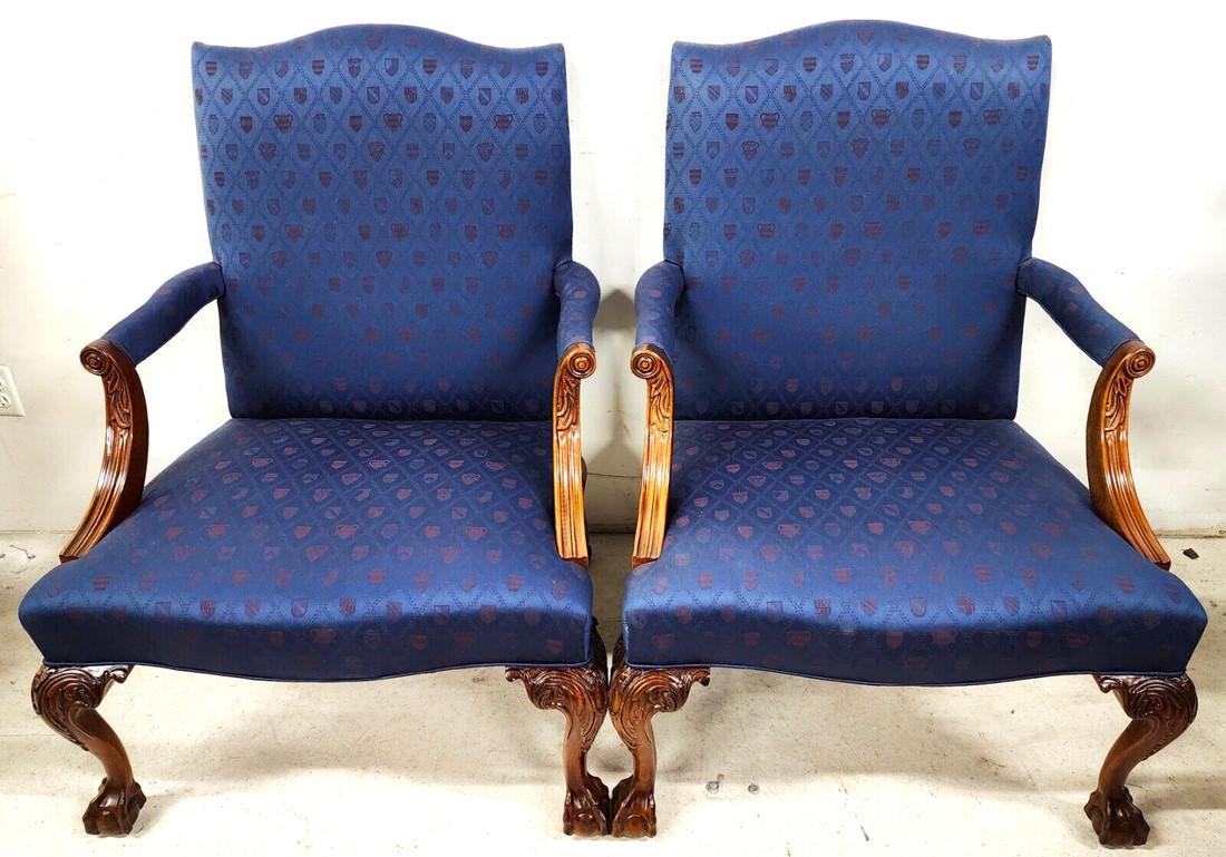 Offering one of our recent Palm Beach estate fine furniture acquisitions of a 
Pair of vintage chippendale armchairs with ball & claw legs by Southwood

Approximate measurements in inches
43