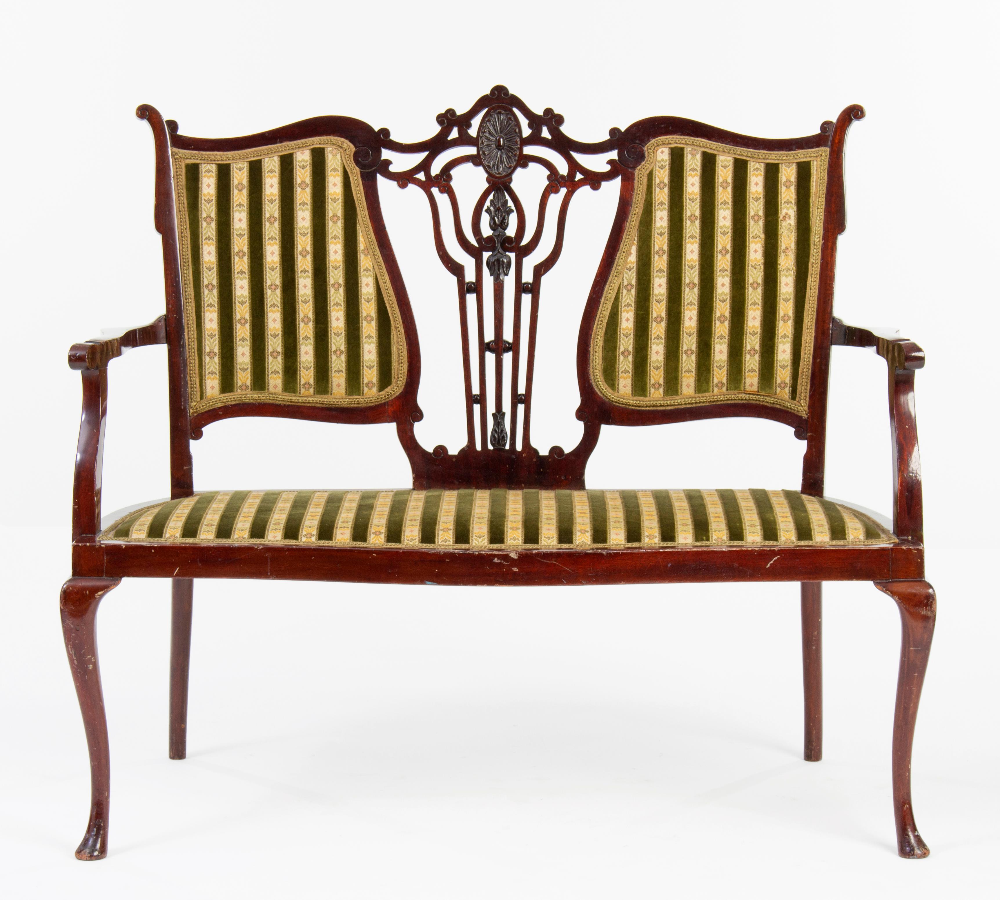Chippendale Art Nouveau Living Room Set, 1890s In Good Condition For Sale In Budapest, HU