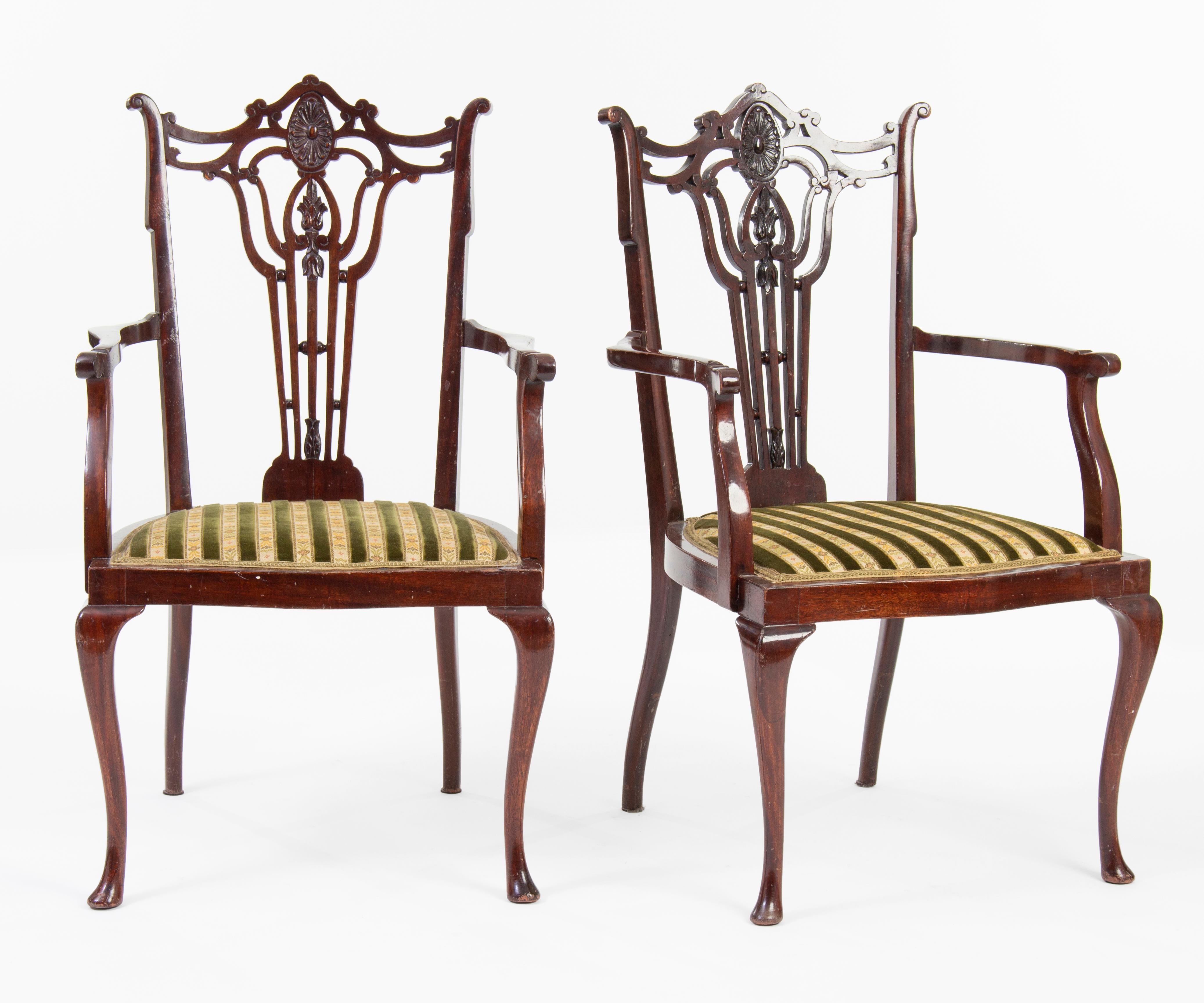 Upholstery Chippendale Art Nouveau Living Room Set, 1890s For Sale