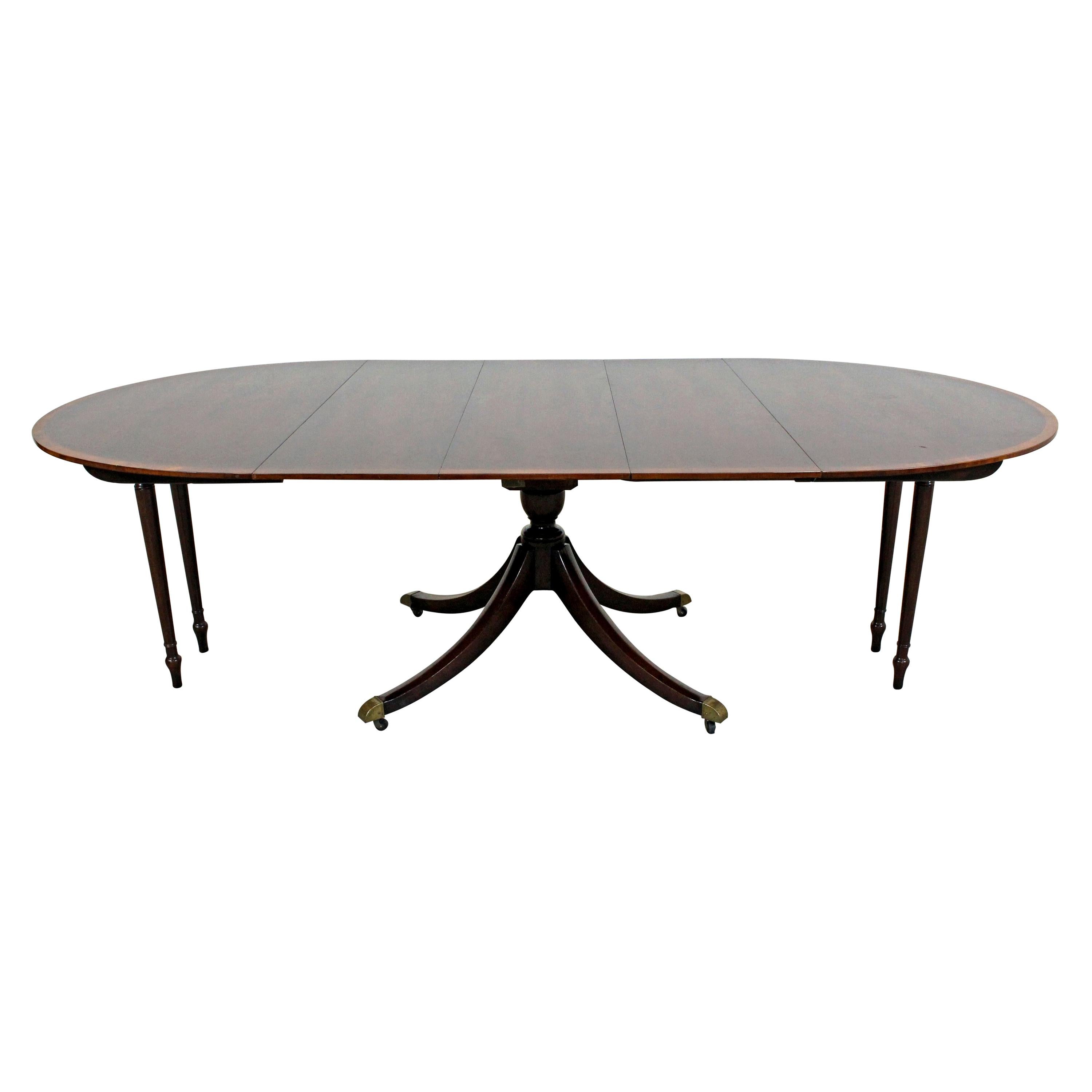 Chippendale Baker Cherry Banded Extendable Dining Table