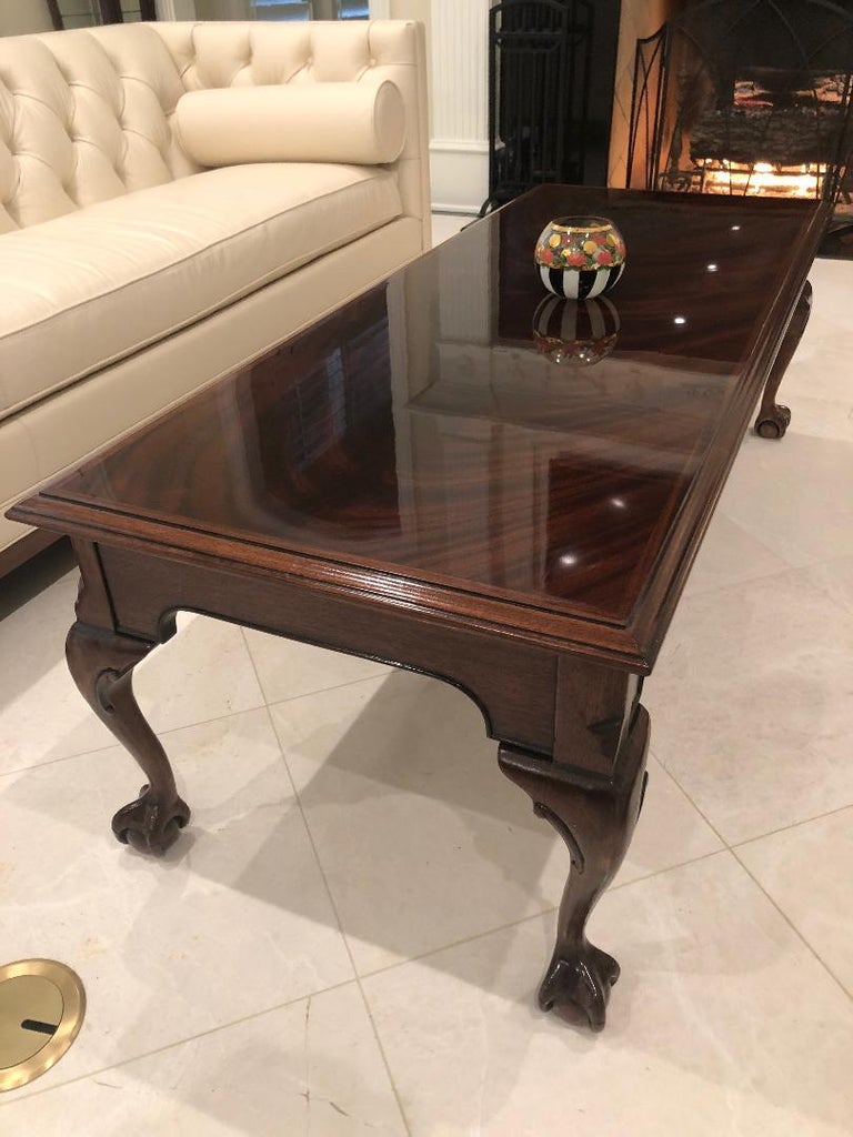Chippendale Ball and Claw Mahogany Coffee Table by Leighton Hall For