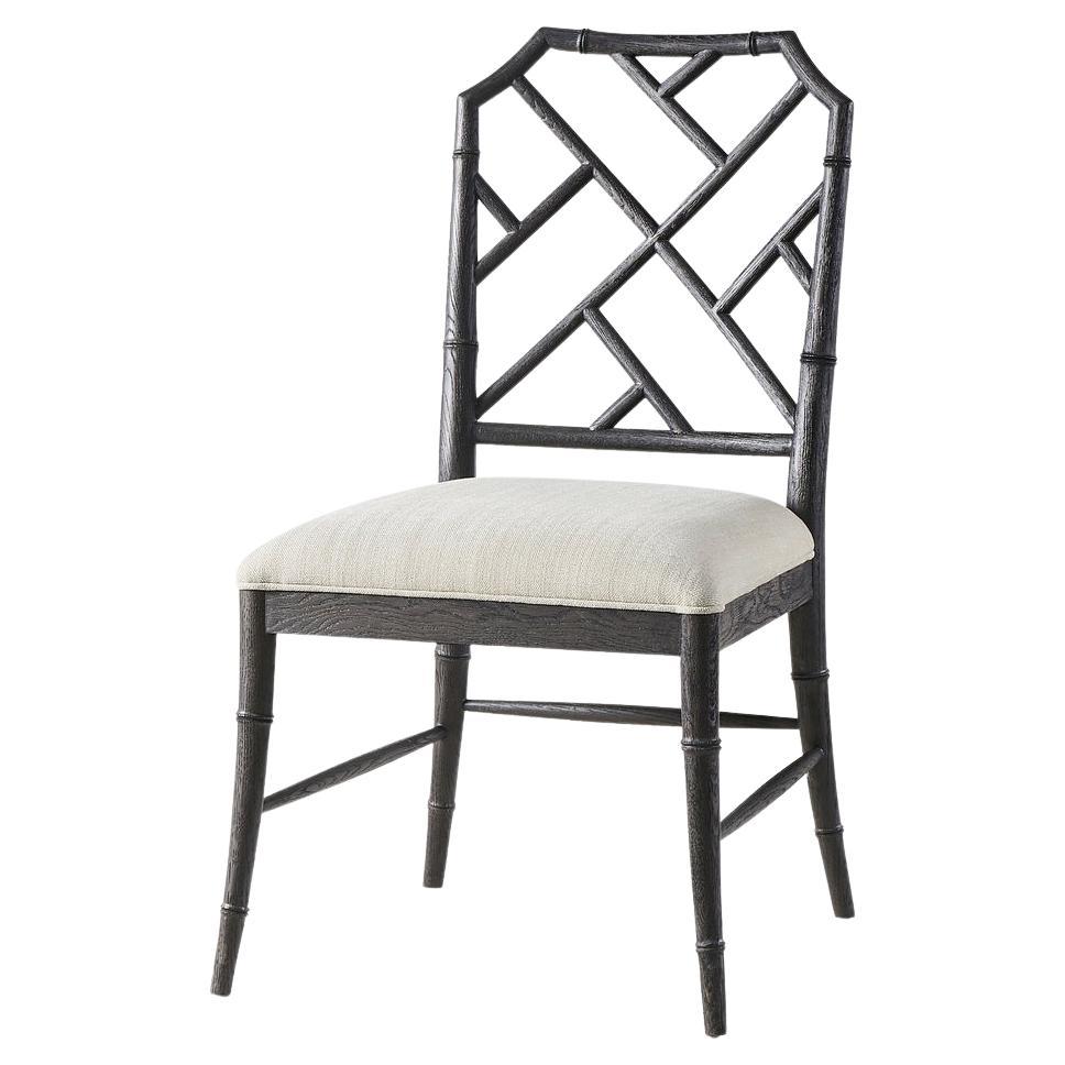 Chippendale Bamboo Dining Chair, Ebonized