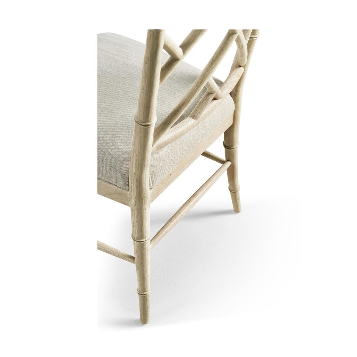 Vietnamese Chippendale Bamboo Dining Chair, Light Oak For Sale
