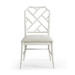 Chippendale Bamboo Dining Chair, White