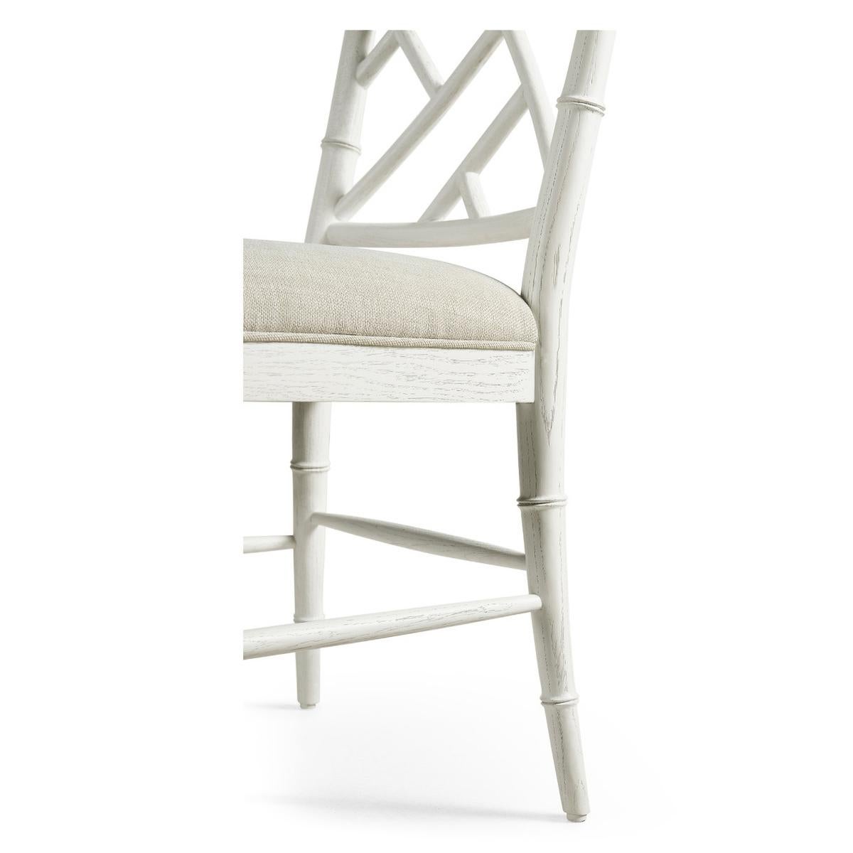 Chippendale Bamboo Dining Chair, White In New Condition For Sale In Westwood, NJ