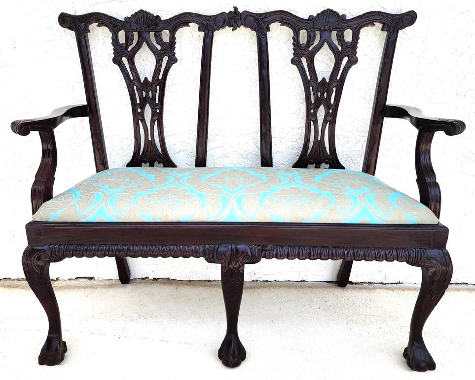 Chippendale Bench Settee Vintage For Sale 5