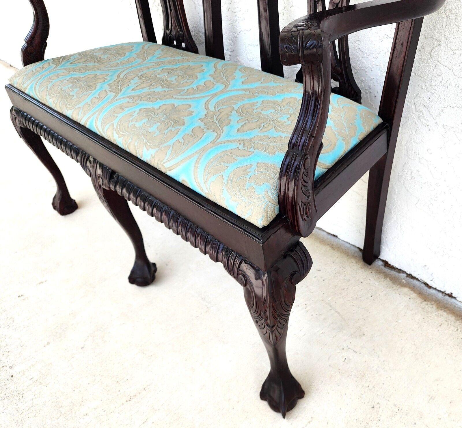 Chippendale Bench Settee Vintage In Good Condition For Sale In Lake Worth, FL