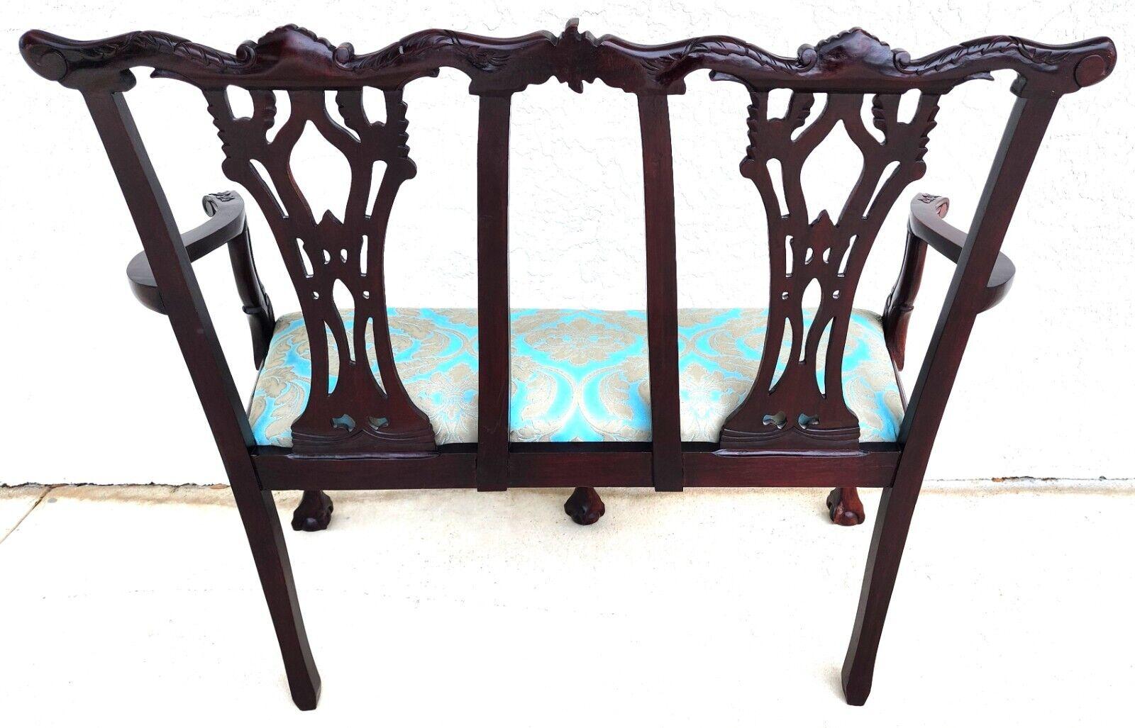 Chippendale Bench Settee Vintage For Sale 3