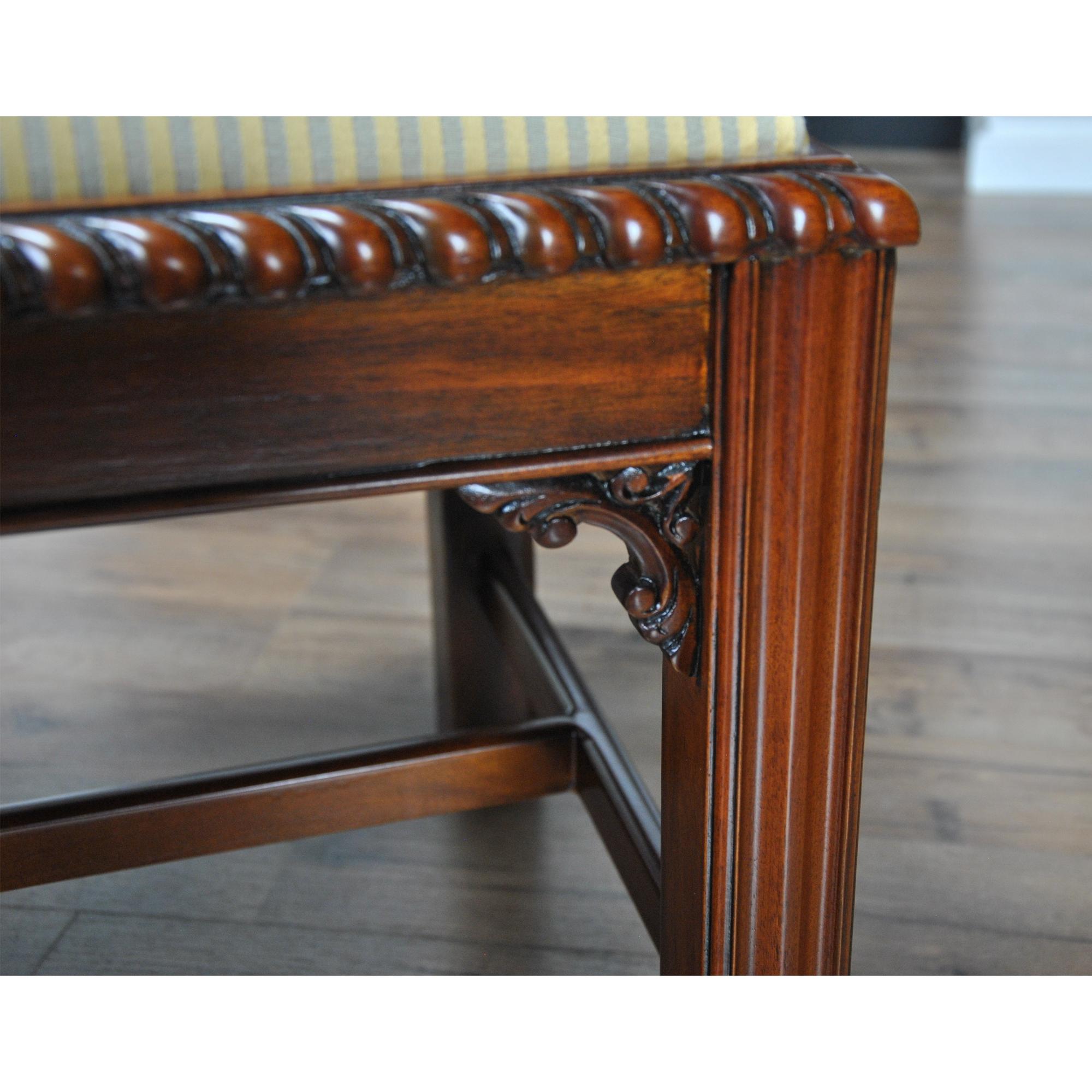 Chippendale Bench with Cross Stretchers  In New Condition For Sale In Annville, PA