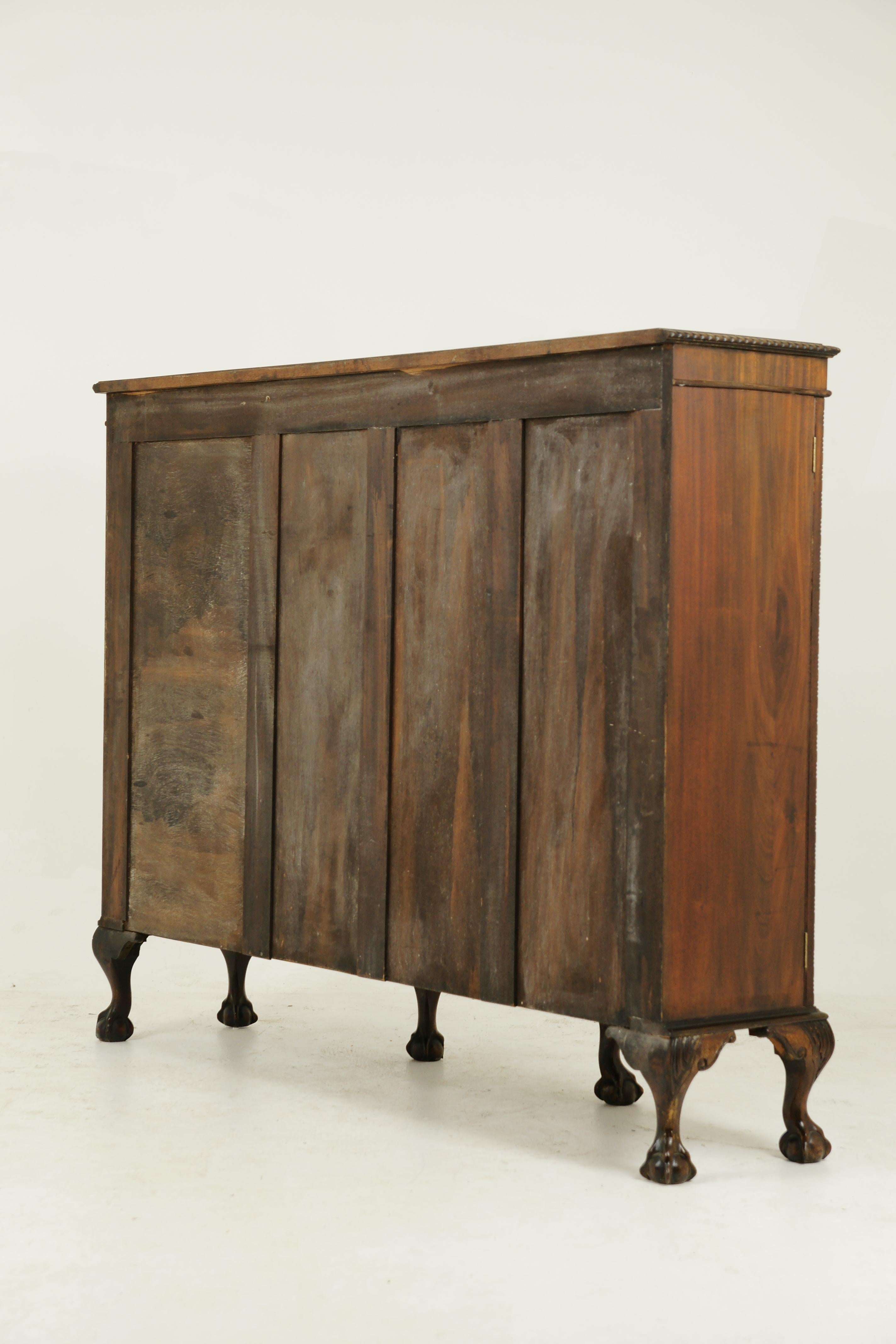 Antique Chippendale Bookcase, Walnut Bookcase, Break Front Cabinet, 1920, B1239 6