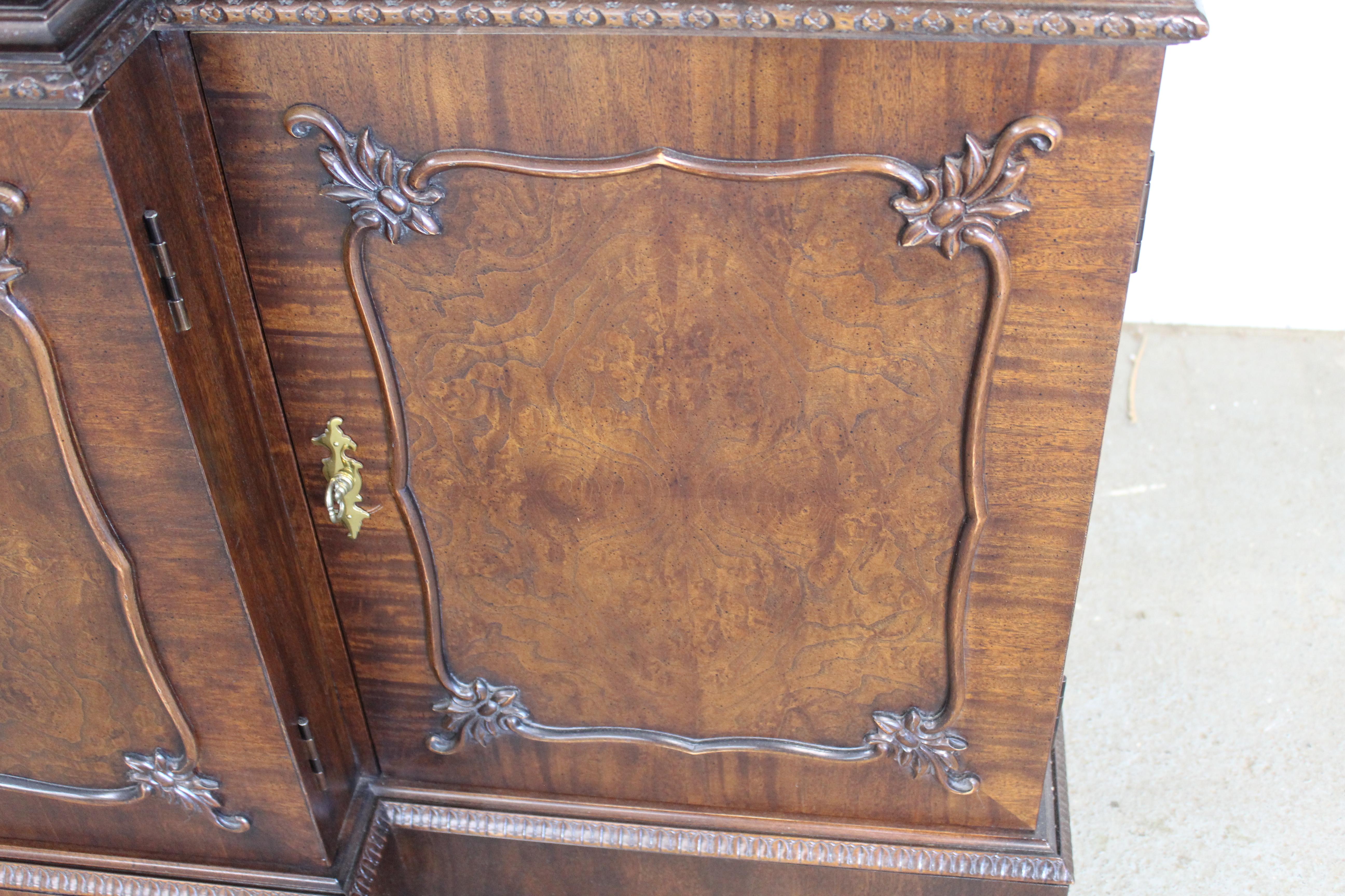 Chippendale Burl Mahogany Breakfront/China Cabinet by Century Furniture 1