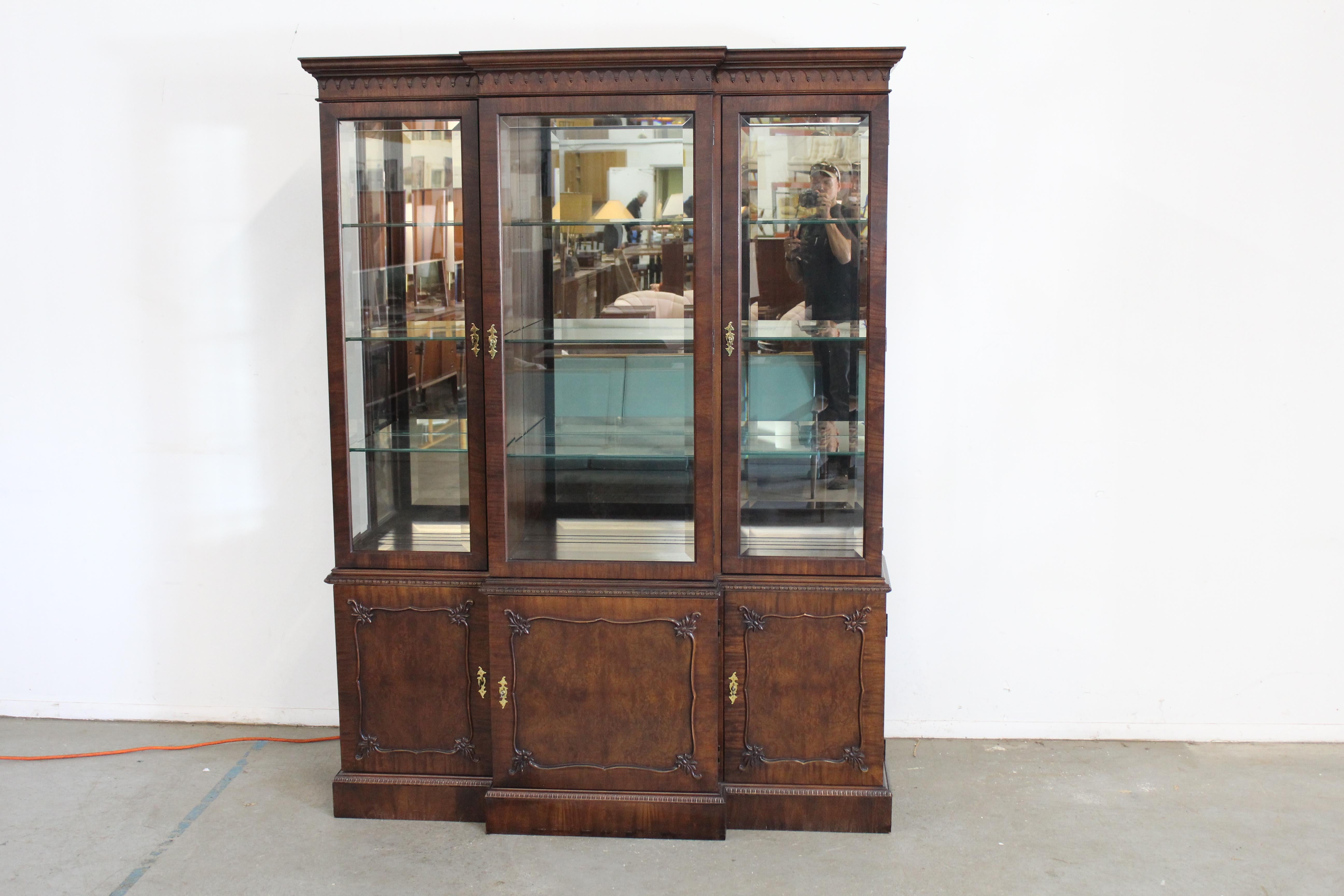 Chippendale Burl Mahogany Breakfront/China Cabinet by Century Furniture 6