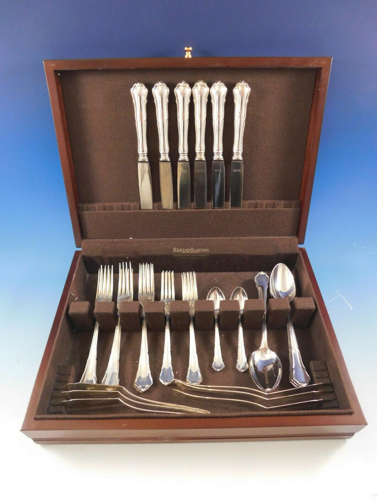 Chippendale by Hanseatische Silberworenfabrisk German Sterling Silver flatware set - 36 pieces. This set includes:

6 dinner knives, 9 7/8