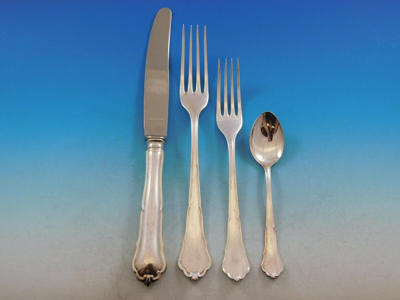 Chippendale by HTB Sterling Silver Flatware Set Service for 6 Dinner 36 pieces In Excellent Condition In Big Bend, WI