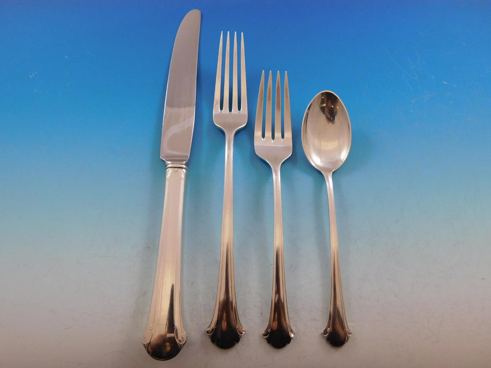 Chippendale by Towle Sterling Silver Flatware Set for 8 Service 59 Pieces Dinner In Excellent Condition For Sale In Big Bend, WI