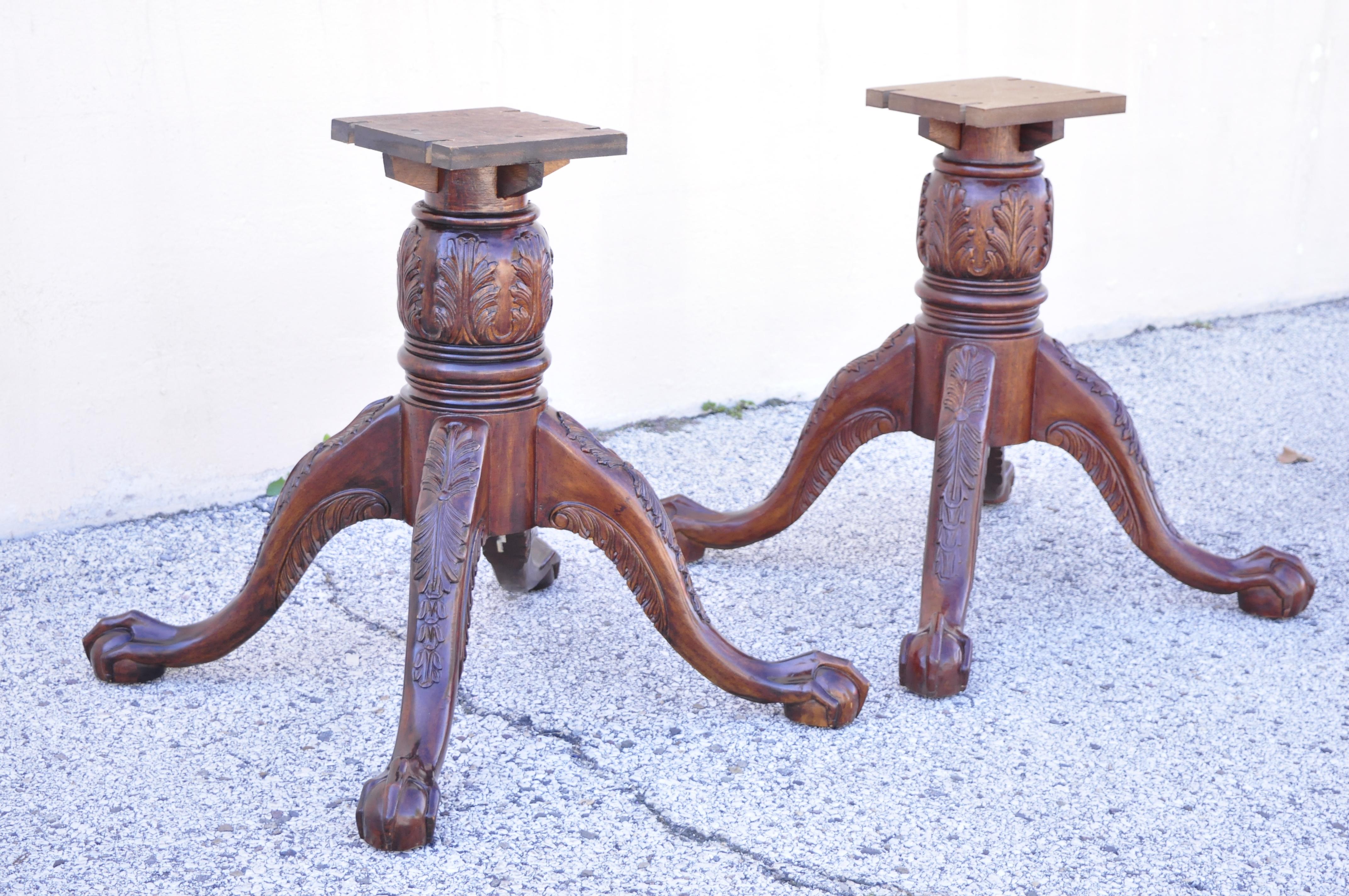 Chippendale Carved Ball and Claw Dining Table Double Pedestal Base, Legs Only 2