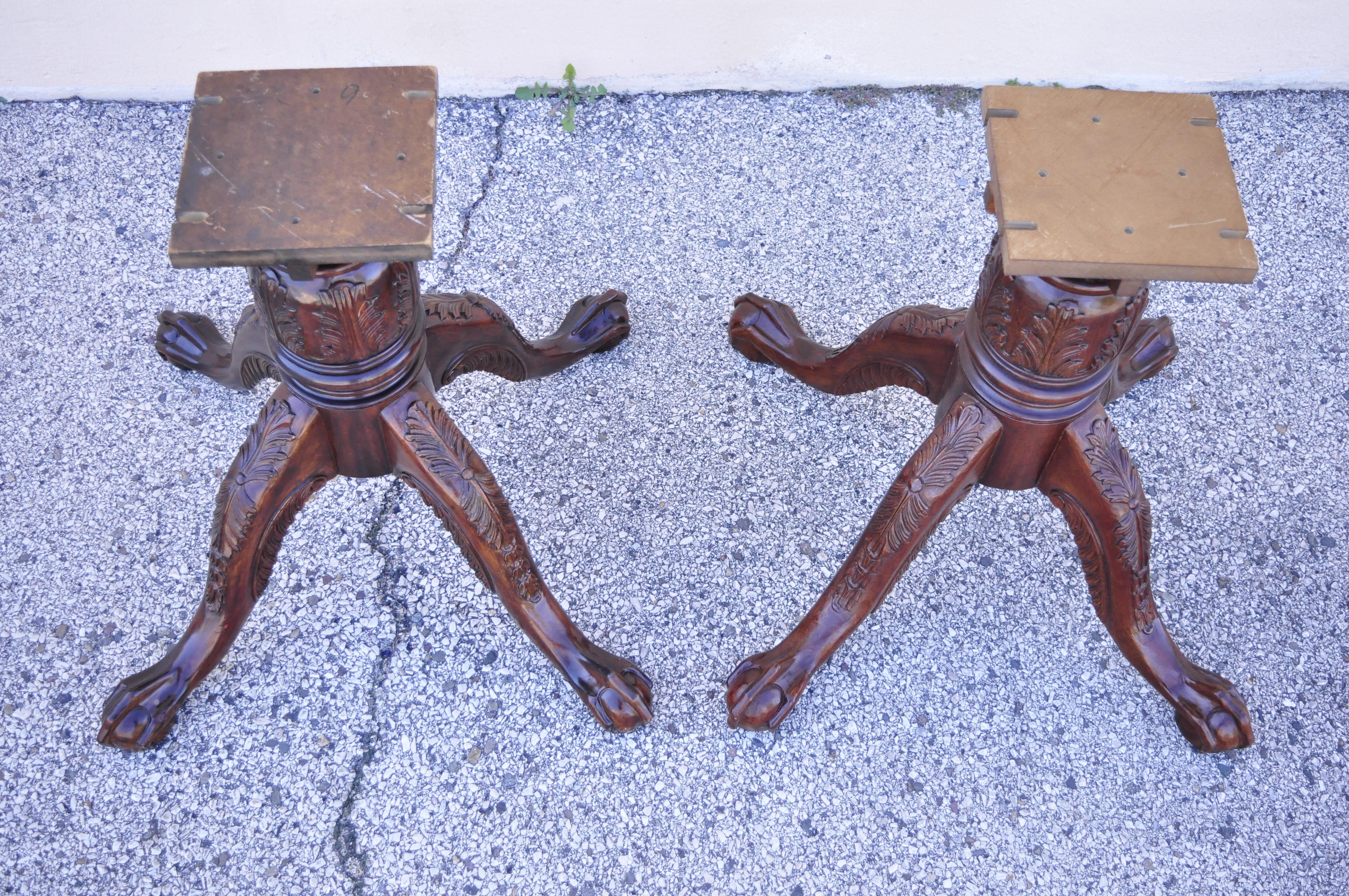 North American Chippendale Carved Ball and Claw Dining Table Double Pedestal Base, Legs Only