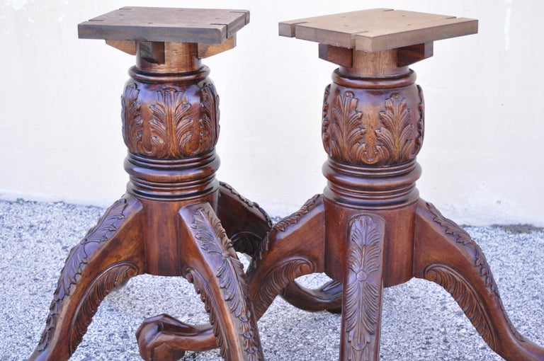 Chippendale Carved Ball and Claw Dining Table Double Pedestal Base, Legs Only For Sale 3
