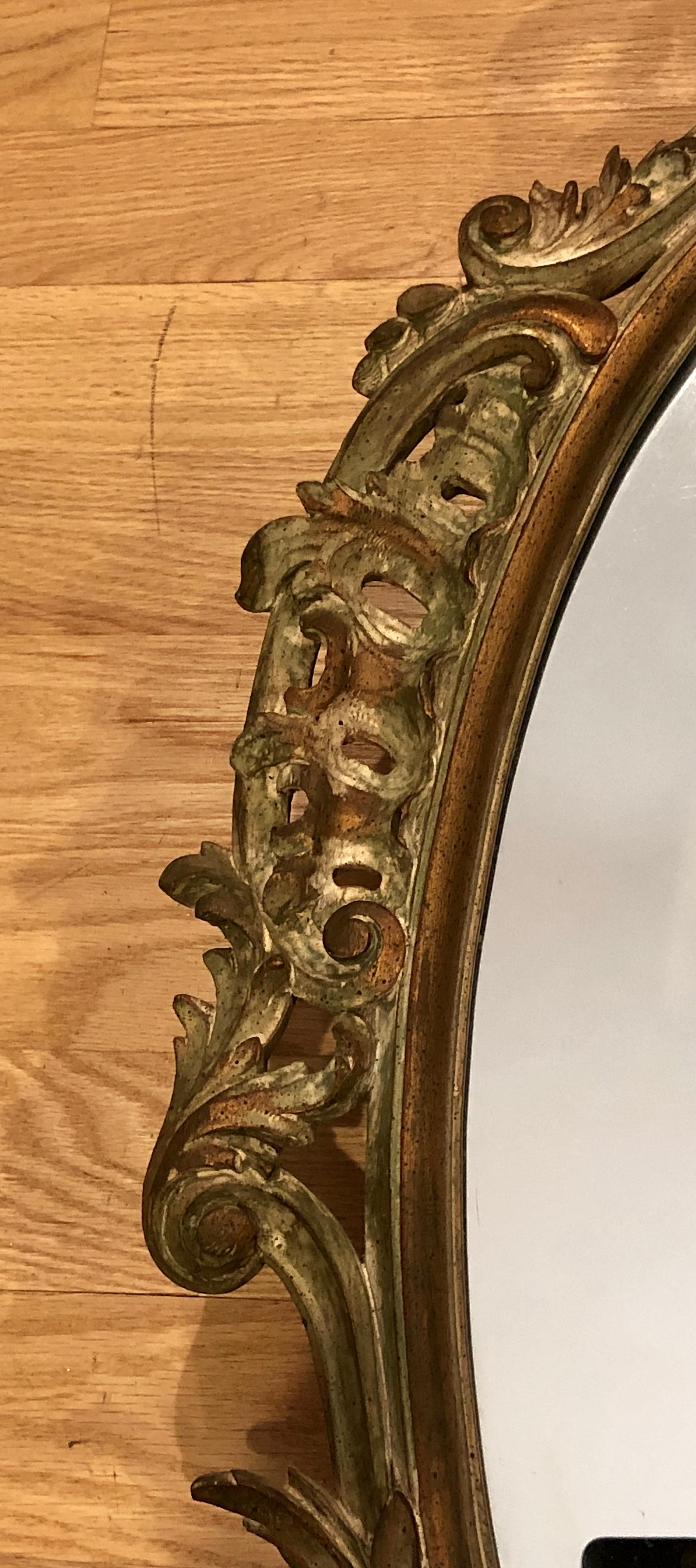 Chippendale Figural Carved, Gilt and Painted Mirror with Ho Ho Bird For Sale 2
