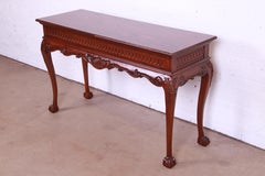 Chippendale Carved Flame Mahogany Console or Sofa Table, Newly Refinished