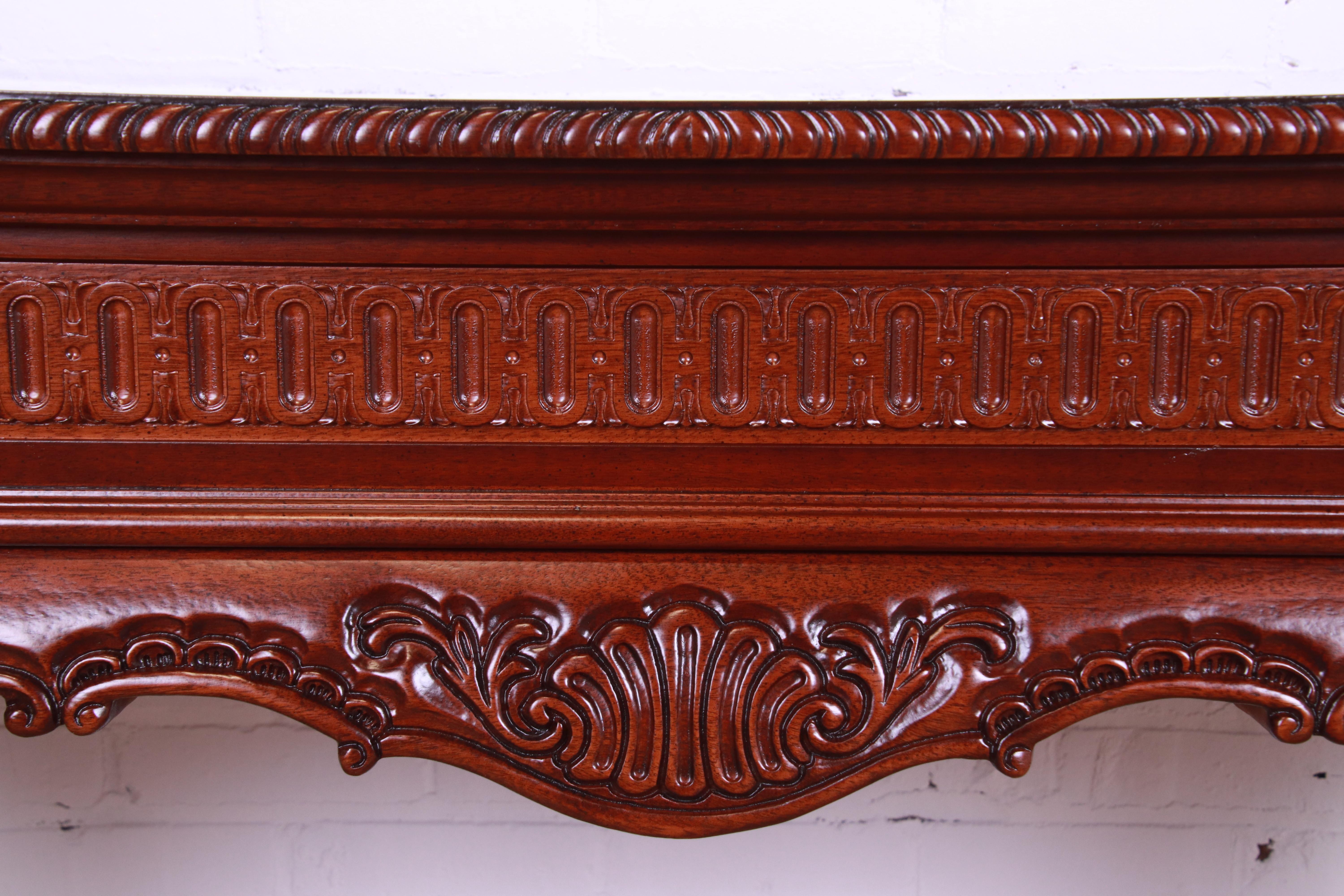 Chippendale Carved Flame Mahogany Console or Sofa Table, Newly Refinished 2