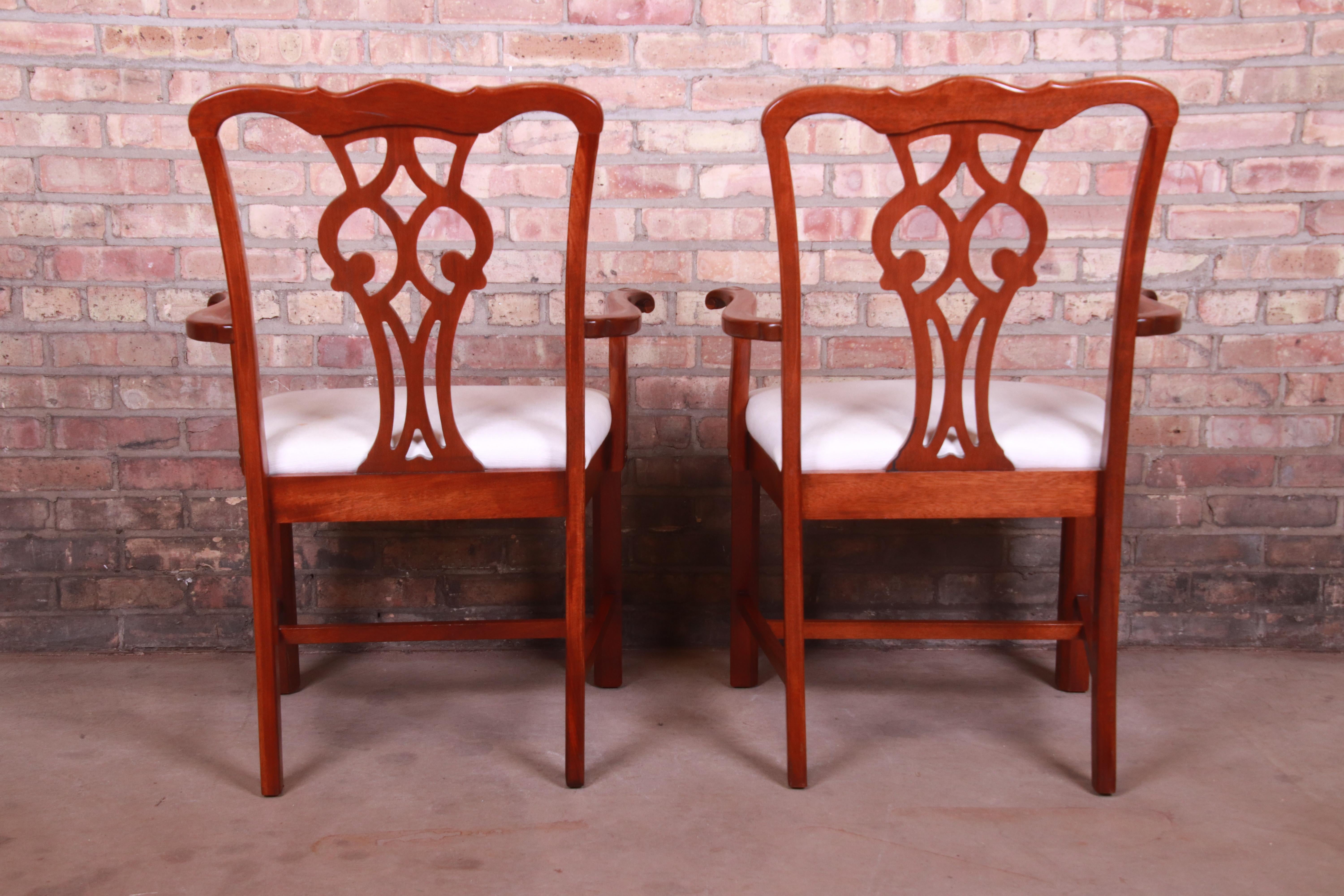 Chippendale Carved Mahogany Dining Armchairs, Pair For Sale 3