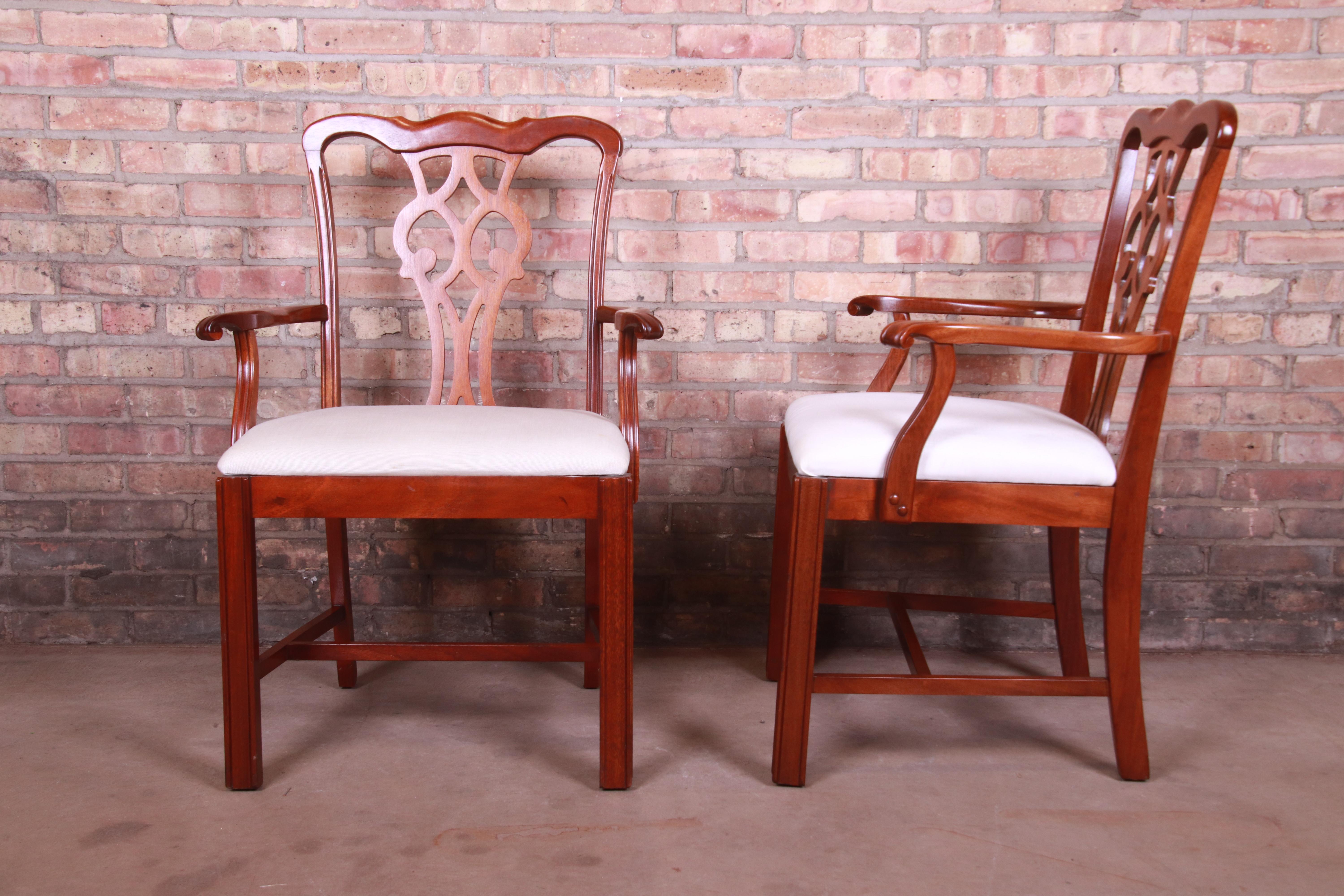 Chippendale Carved Mahogany Dining Armchairs, Pair For Sale 1