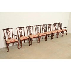 Chippendale Carved Mahogany Dining Chairs, Set of Eight