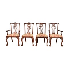Chippendale Carved Mahogany Dining Chairs, Set of Four