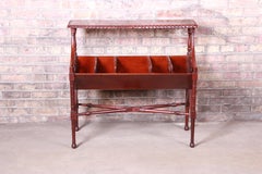 Chippendale Carved Mahogany Magazine Rack Attributed to Baker Furniture