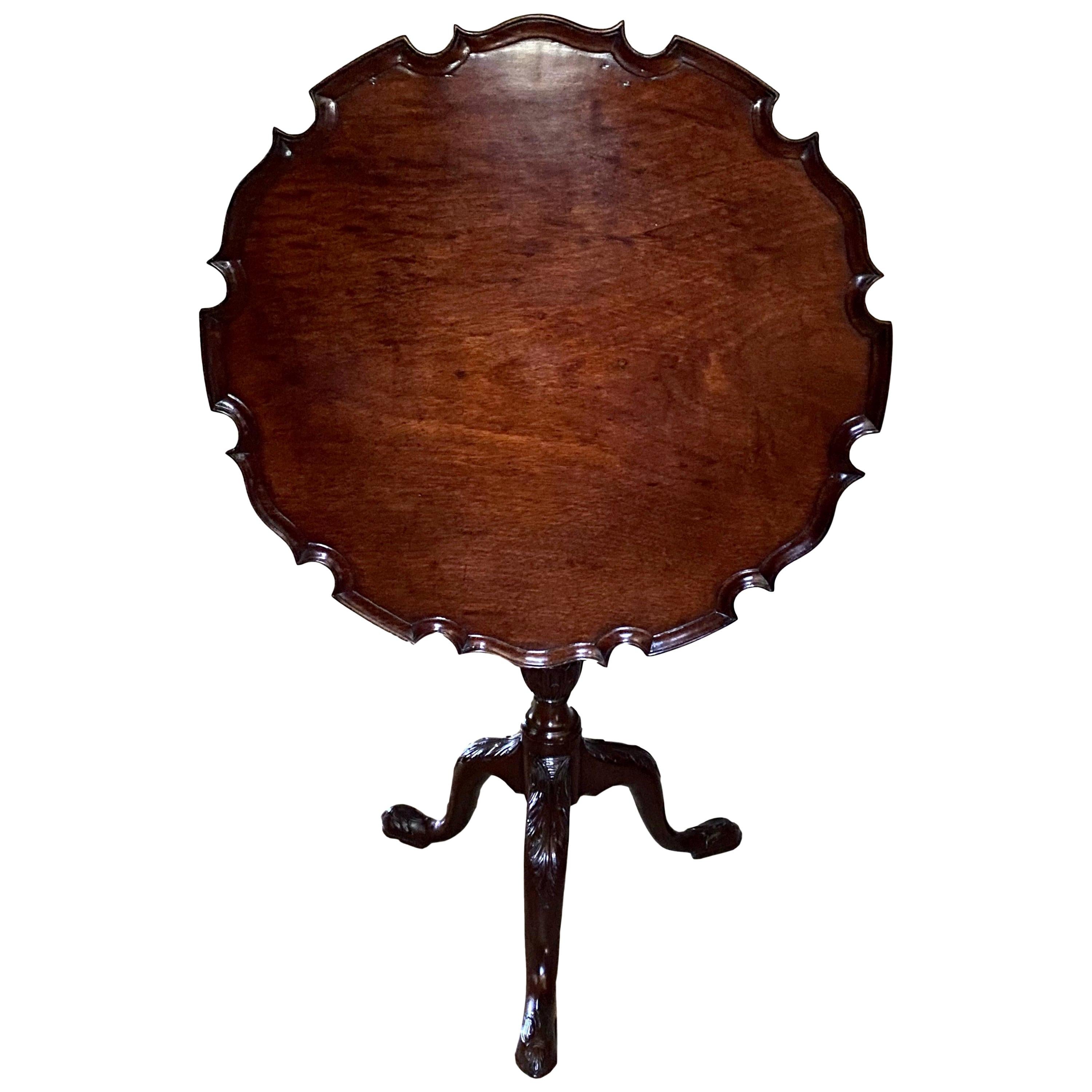 Chippendale Carved Mahogany Pie Crust Tripod Table