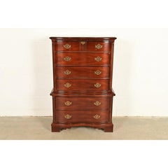 Chippendale Carved Mahogany Serpentine Front Six-Drawer Highboy Dresser
