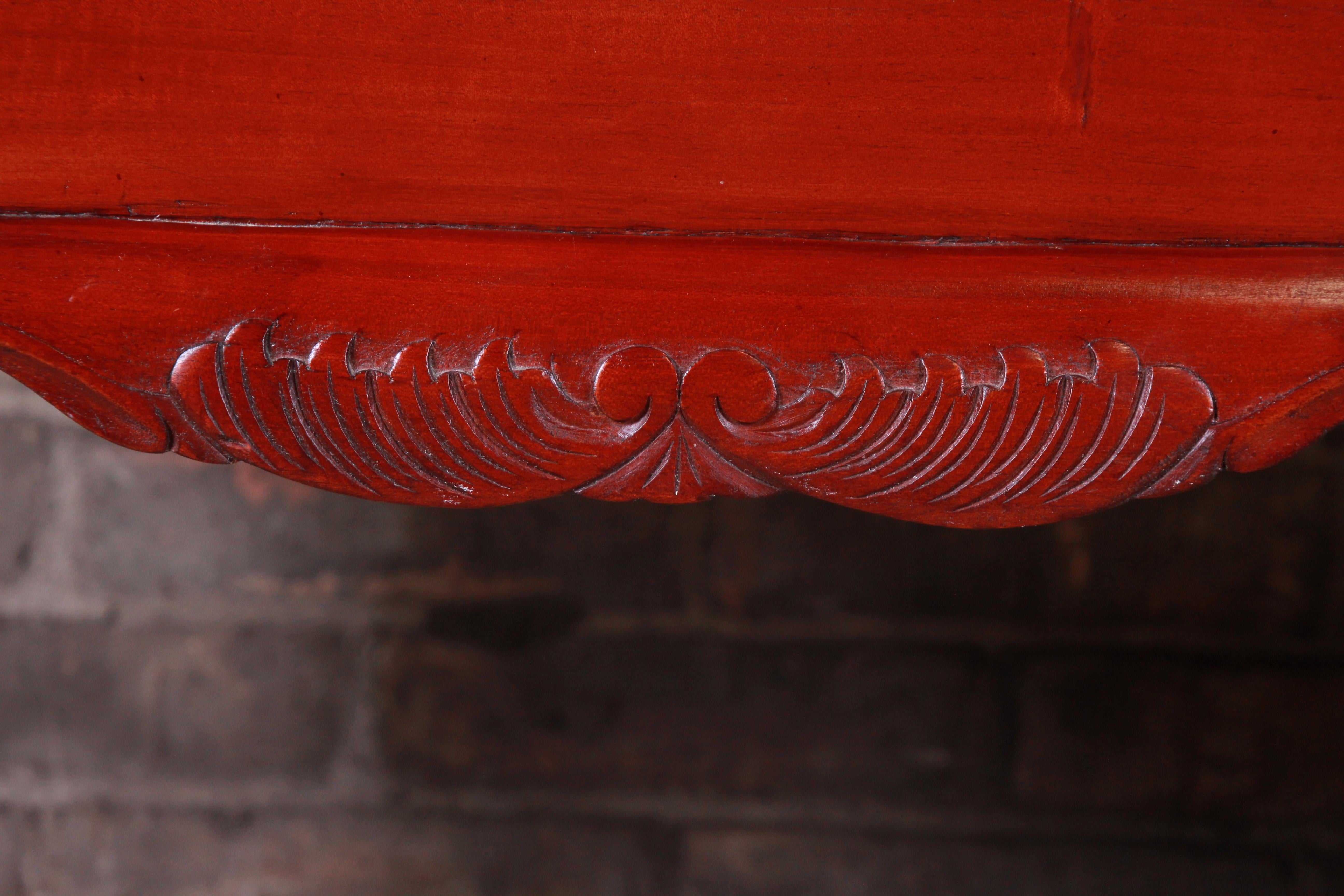 Chippendale Carved Mahogany Upholstered Window Bench 4