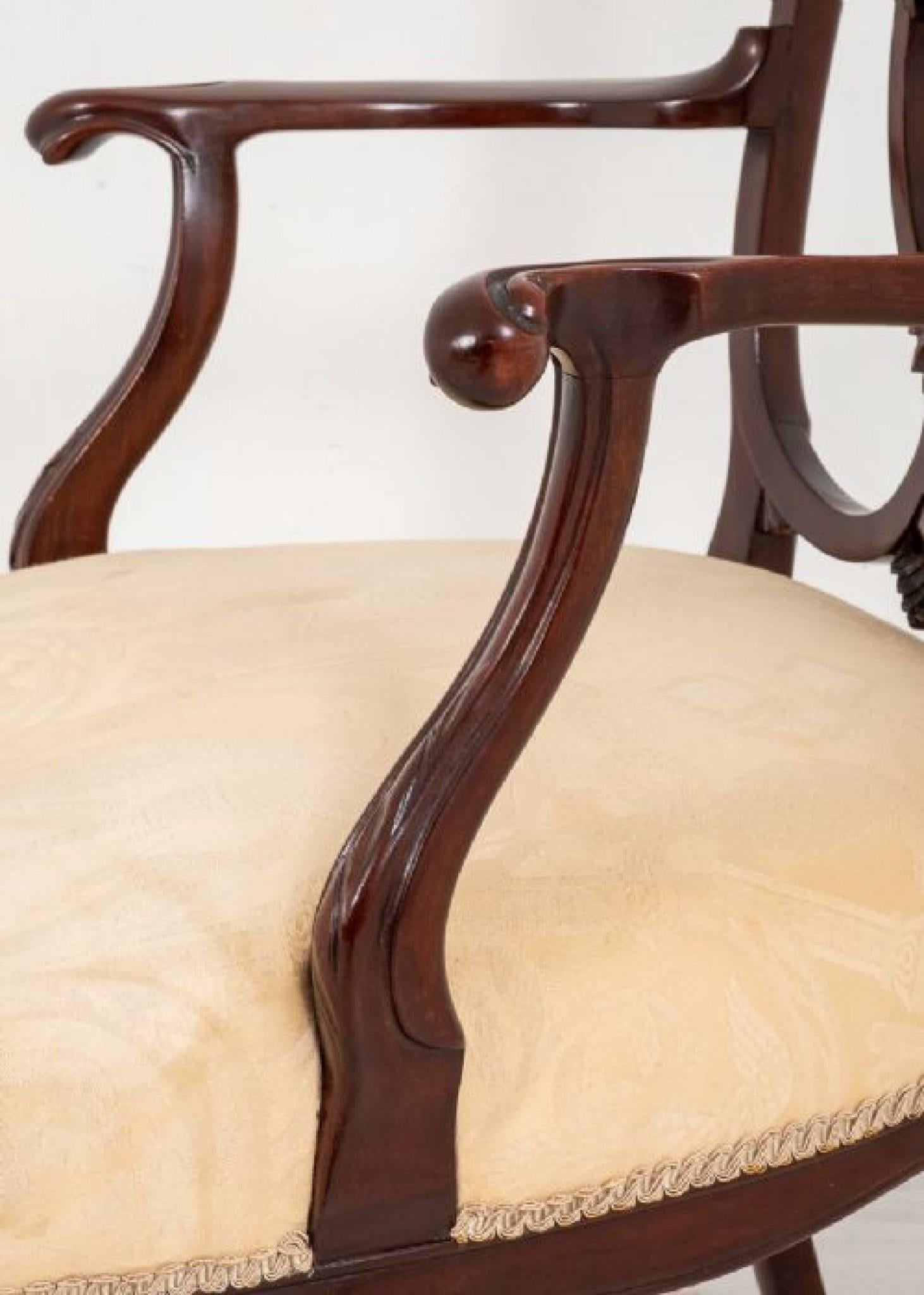Sedia a bracci Chippendale Carver, mogano antico, 1890 in vendita 1