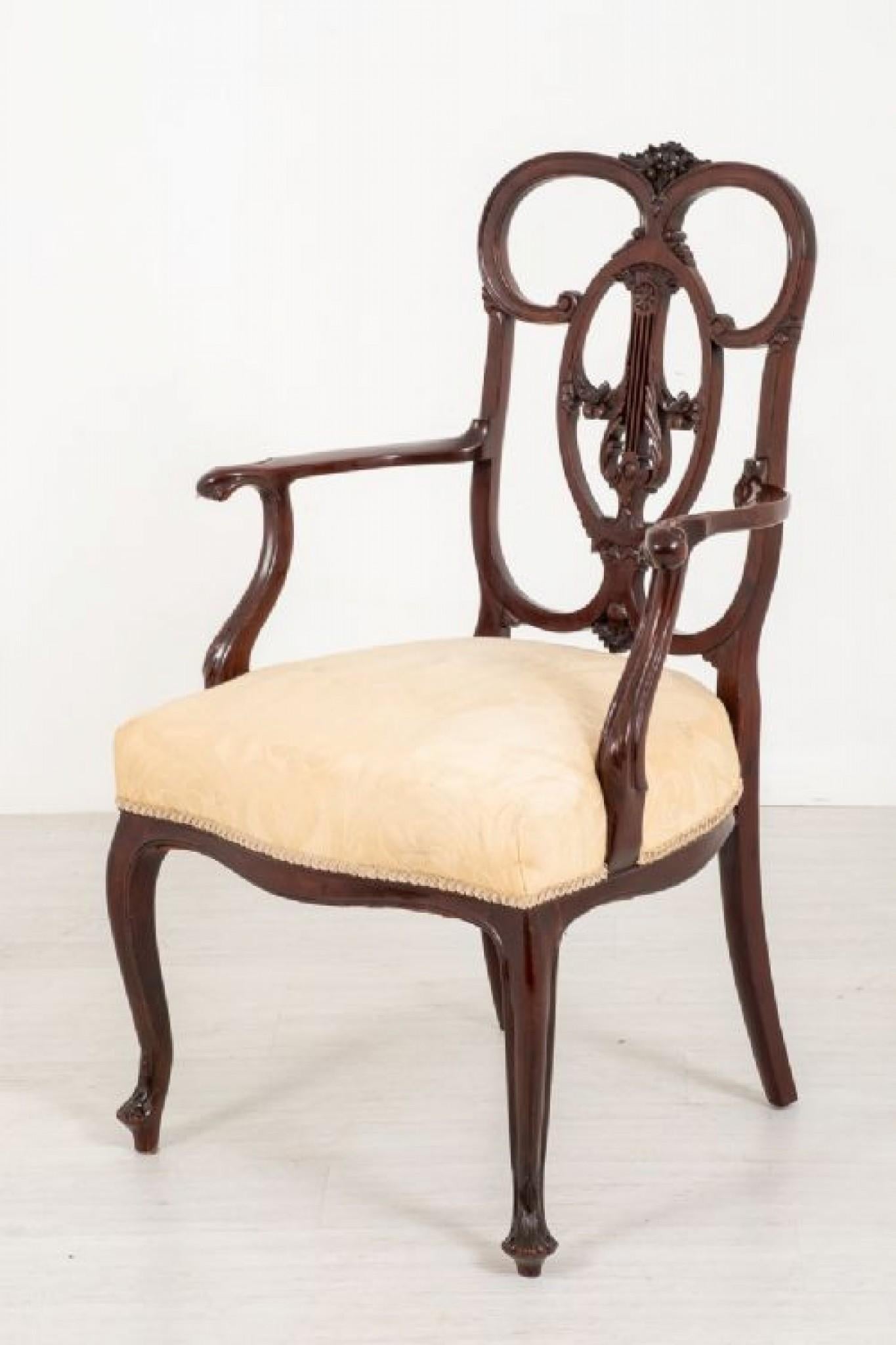 Sedia a bracci Chippendale Carver, mogano antico, 1890 in vendita 3
