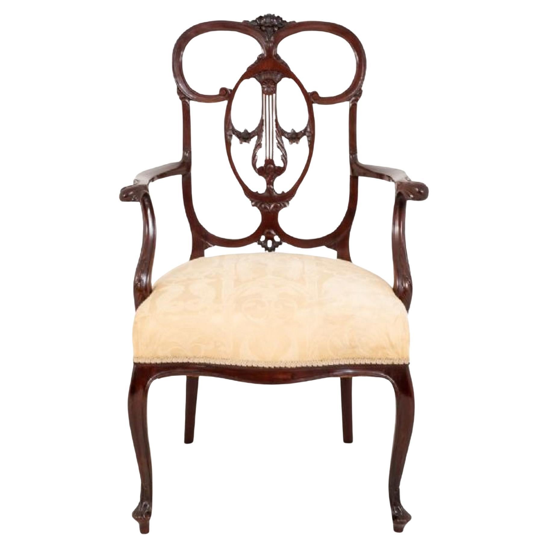 Chippendale Carver Arm Chair, Antique Mahogany, 1890