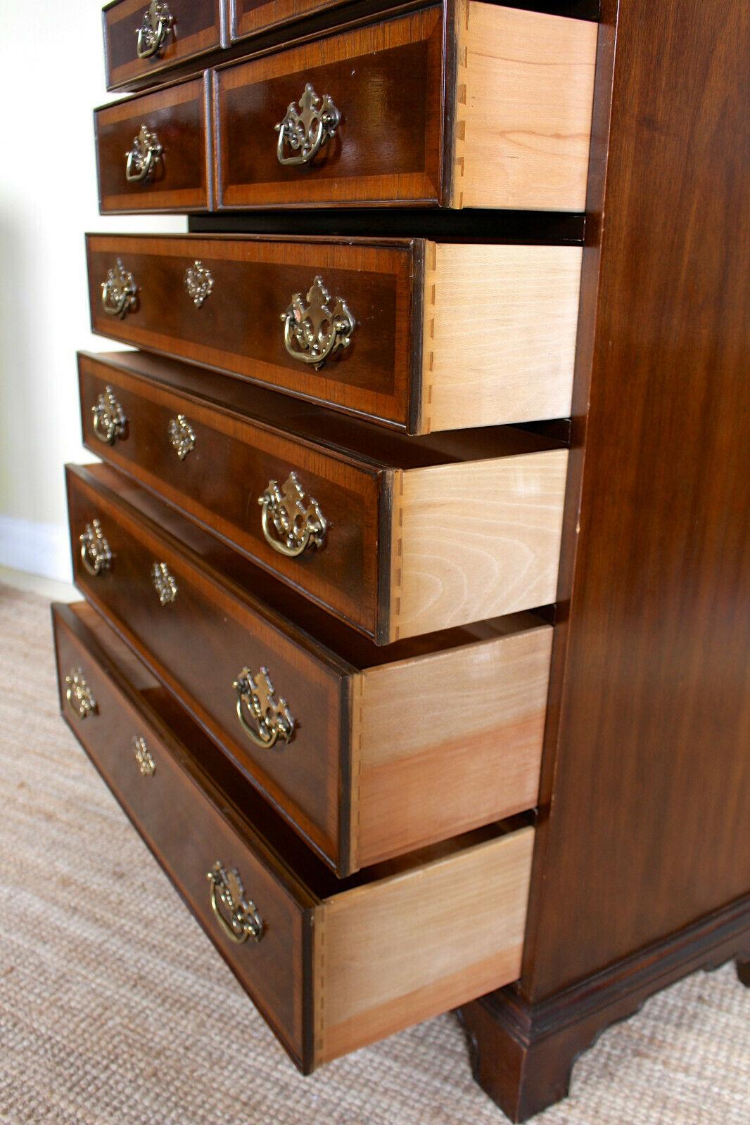 20th Century Chippendale Chest of Drawers Tall Highboy Chest For Sale