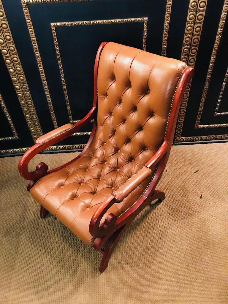 Chesterfield Armchair Leather Brown For Sale 5