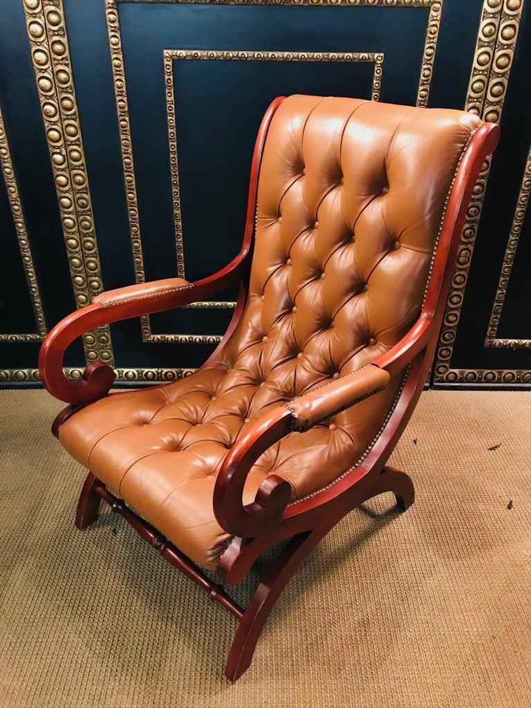 Chesterfield Armchair Leather Brown For Sale 6