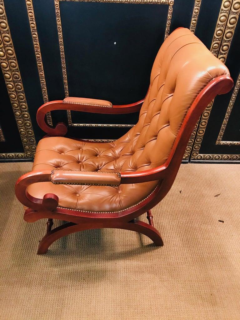 Chesterfield Armchair Leather Brown For Sale 7
