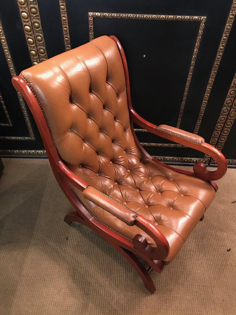 Chesterfield Armchair Leather Brown For Sale 8