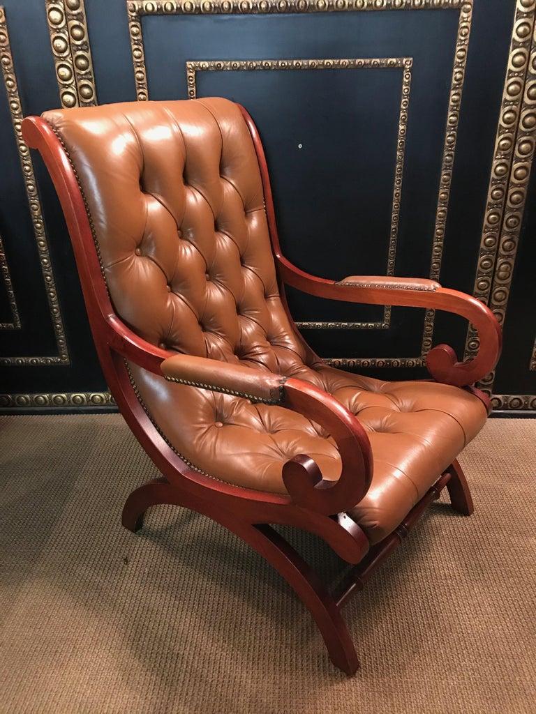 Chesterfield Armchair Leather Brown For Sale 9