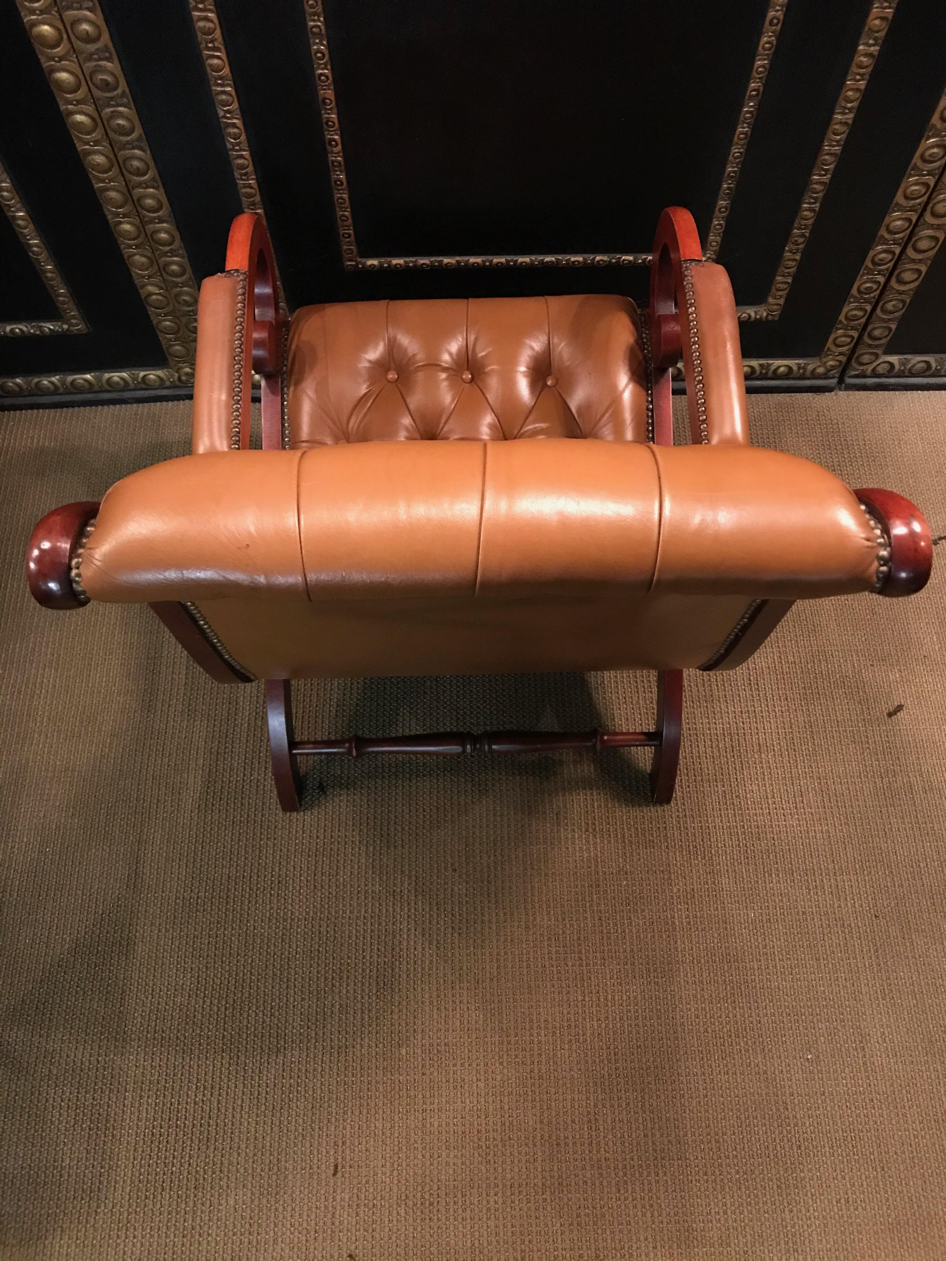 Chippendale Chesterfield Armchair Leather Brown 14