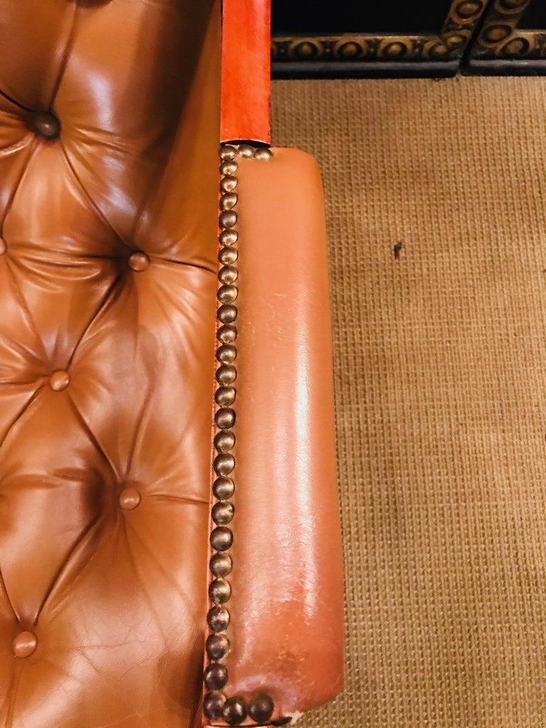 Chesterfield Armchair Leather Brown In Good Condition For Sale In Berlin, DE
