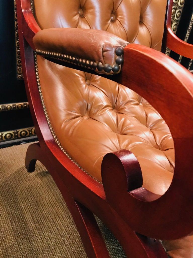 Chesterfield Armchair Leather Brown For Sale 2
